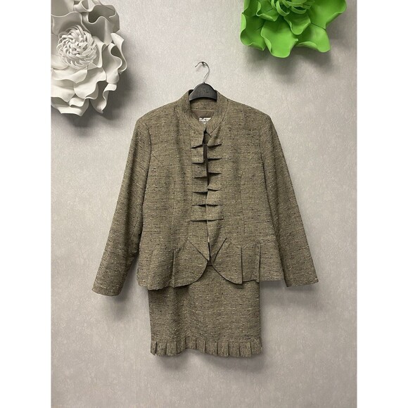 Chancelle 3pc Taupe/Beige Textured Dress Suit Size 14 - Picture 1 of 16